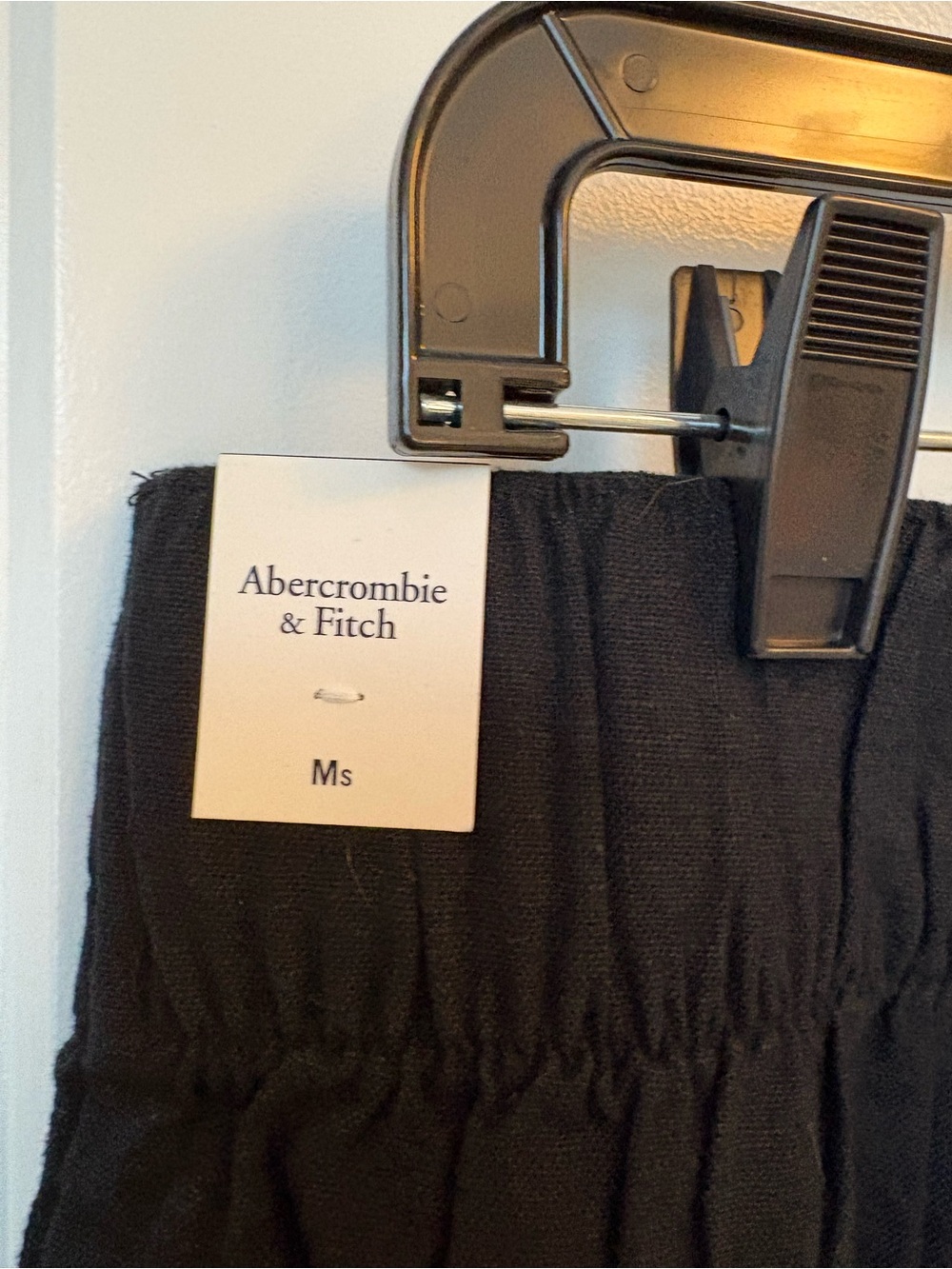 Abercrombie & Fitch Black Linen Blend Pull On Wide Leg Pants Medium SHORT NWT - Picture 5 of 5